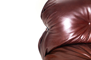 Soriana Love Seat Sofa and Ottoman in New Leather by Afra & Tobia Scarpa for Cassina