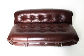 Soriana Love Seat Sofa and Ottoman in New Leather by Afra & Tobia Scarpa for Cassina