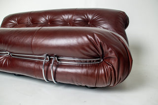 Soriana Love Seat Sofa and Ottoman in New Leather by Afra & Tobia Scarpa for Cassina