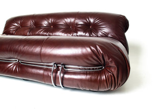 Soriana Love Seat Sofa and Ottoman in New Leather by Afra & Tobia Scarpa for Cassina