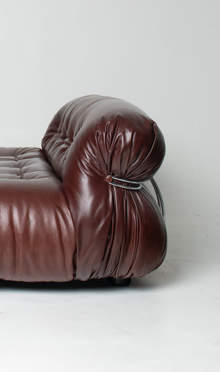 Soriana Love Seat Sofa and Ottoman in New Leather by Afra & Tobia Scarpa for Cassina