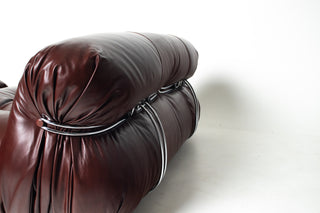 Soriana Love Seat Sofa and Ottoman in New Leather by Afra & Tobia Scarpa for Cassina