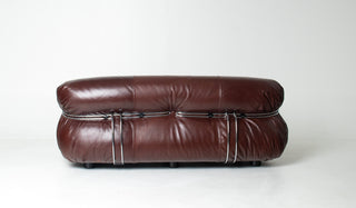 Soriana Love Seat Sofa and Ottoman in New Leather by Afra & Tobia Scarpa for Cassina