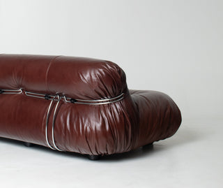 Soriana Love Seat Sofa and Ottoman in New Leather by Afra & Tobia Scarpa for Cassina