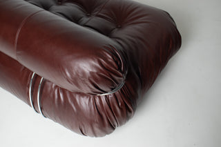 Soriana Love Seat Sofa and Ottoman in New Leather by Afra & Tobia Scarpa for Cassina