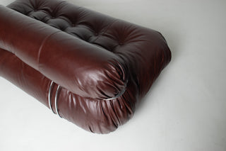 Soriana Love Seat Sofa and Ottoman in New Leather by Afra & Tobia Scarpa for Cassina