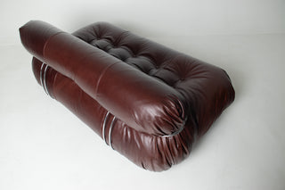 Soriana Love Seat Sofa and Ottoman in New Leather by Afra & Tobia Scarpa for Cassina