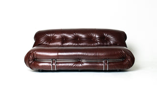 Soriana Love Seat Sofa and Ottoman in New Leather by Afra & Tobia Scarpa for Cassina