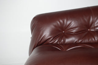 Afra & Tobia Scarpa for Cassina “Soriana” Four-Seat Sofa & Ottoman in New Oxblood Leather