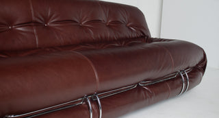 Afra & Tobia Scarpa for Cassina “Soriana” Four-Seat Sofa & Ottoman in New Oxblood Leather