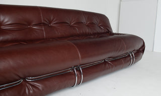Afra & Tobia Scarpa for Cassina “Soriana” Four-Seat Sofa & Ottoman in New Oxblood Leather