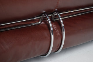 Afra & Tobia Scarpa for Cassina “Soriana” Four-Seat Sofa & Ottoman in New Oxblood Leather