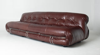 Afra & Tobia Scarpa for Cassina “Soriana” Four-Seat Sofa & Ottoman in New Oxblood Leather