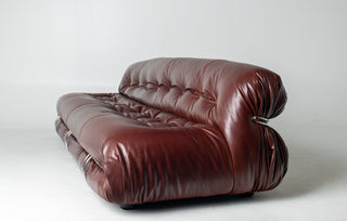 Afra & Tobia Scarpa for Cassina “Soriana” Four-Seat Sofa & Ottoman in New Oxblood Leather
