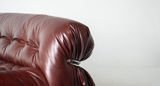 Afra & Tobia Scarpa for Cassina “Soriana” Four-Seat Sofa & Ottoman in New Oxblood Leather