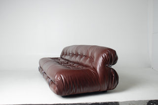 Afra & Tobia Scarpa for Cassina “Soriana” Four-Seat Sofa & Ottoman in New Oxblood Leather