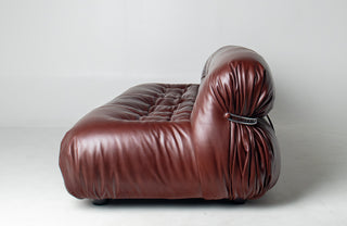 Afra & Tobia Scarpa for Cassina “Soriana” Four-Seat Sofa & Ottoman in New Oxblood Leather