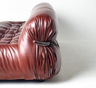 Afra & Tobia Scarpa for Cassina “Soriana” Four-Seat Sofa & Ottoman in New Oxblood Leather