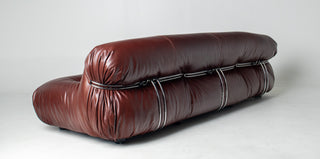 Afra & Tobia Scarpa for Cassina “Soriana” Four-Seat Sofa & Ottoman in New Oxblood Leather