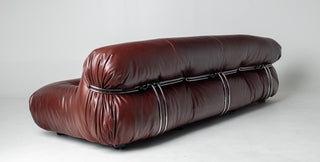 Afra & Tobia Scarpa for Cassina “Soriana” Four-Seat Sofa & Ottoman in New Oxblood Leather
