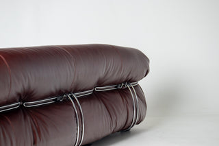 Afra & Tobia Scarpa for Cassina “Soriana” Four-Seat Sofa & Ottoman in New Oxblood Leather