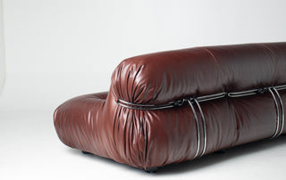 Afra & Tobia Scarpa for Cassina “Soriana” Four-Seat Sofa & Ottoman in New Oxblood Leather