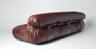 Afra & Tobia Scarpa for Cassina “Soriana” Four-Seat Sofa & Ottoman in New Oxblood Leather