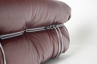 Afra & Tobia Scarpa for Cassina “Soriana” Four-Seat Sofa & Ottoman in New Oxblood Leather