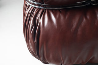 Afra & Tobia Scarpa for Cassina “Soriana” Four-Seat Sofa & Ottoman in New Oxblood Leather