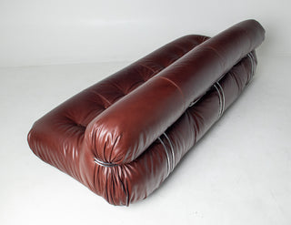 Afra & Tobia Scarpa for Cassina “Soriana” Four-Seat Sofa & Ottoman in New Oxblood Leather