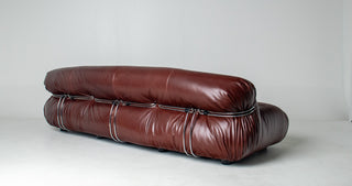 Afra & Tobia Scarpa for Cassina “Soriana” Four-Seat Sofa & Ottoman in New Oxblood Leather