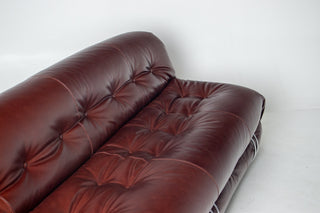 Afra & Tobia Scarpa for Cassina “Soriana” Four-Seat Sofa & Ottoman in New Oxblood Leather