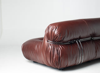 Afra & Tobia Scarpa for Cassina “Soriana” Four-Seat Sofa & Ottoman in New Oxblood Leather