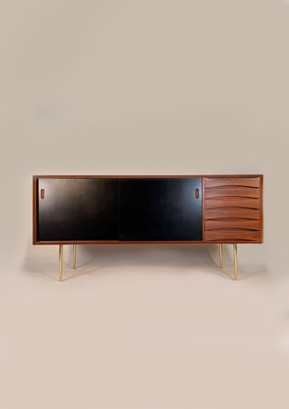 Arne Vodder Model 29 Teak Credenza with Solid Brass Legs – Danish Mid‑Century Modern Sideboard