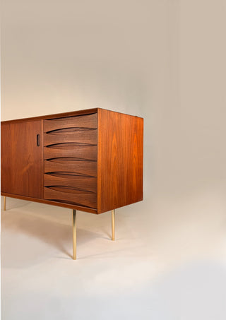Arne Vodder Model 29 Teak Credenza with Solid Brass Legs – Danish Mid‑Century Modern Sideboard