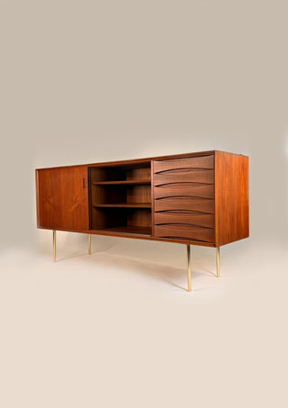 Arne Vodder Model 29 Teak Credenza with Solid Brass Legs – Danish Mid‑Century Modern Sideboard