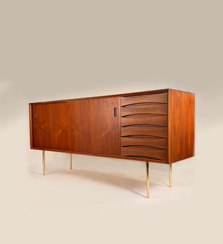 Arne Vodder Model 29 Teak Credenza with Solid Brass Legs – Danish Mid‑Century Modern Sideboard