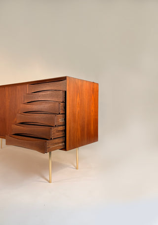 Arne Vodder Model 29 Teak Credenza with Solid Brass Legs – Danish Mid‑Century Modern Sideboard