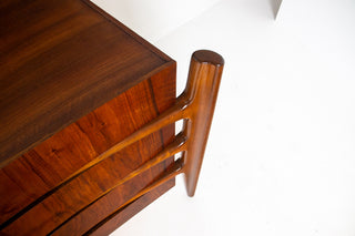 William Hinn Sculpted Walnut 8 Drawer Dresser, Made in Sweden, Circa 1950s