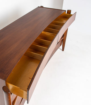 William Hinn Sculpted Walnut 8 Drawer Dresser, Made in Sweden, Circa 1950s