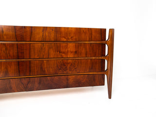 William Hinn Sculpted Walnut 8 Drawer Dresser, Made in Sweden, Circa 1950s