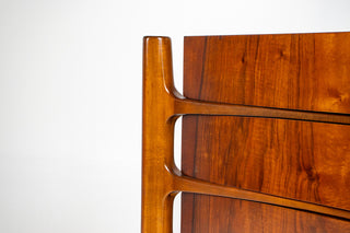 William Hinn Sculpted Walnut 8 Drawer Dresser, Made in Sweden, Circa 1950s