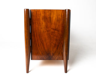 William Hinn Sculpted Walnut 8 Drawer Dresser, Made in Sweden, Circa 1950s