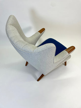 Hans Wegner Papa Bear Chair and Ottoman by AP Stolen circa 1950's